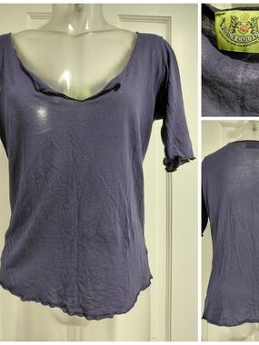 Vintage Juicy Couture Navy Vneck Tshirt Top L